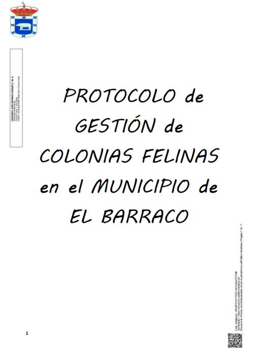 Protocolo de Gestión de Colonias Felinas en el municipio de El Barraco