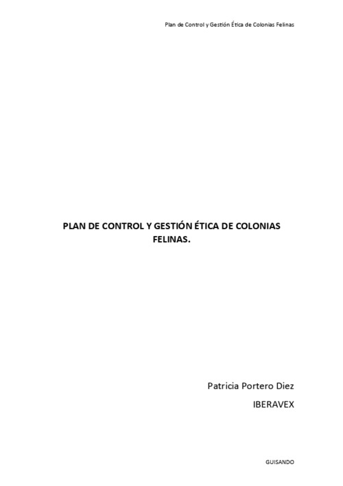 Plan de control y gestión ética de las colonias felinas del Ayuntamiento de Guisando