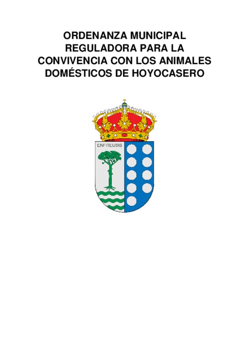 Ordenanza Municipal Reguladora para la convivencia con los animales domésticos de Hoyocasero.