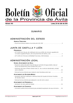 Boletín Oficial de la Provincia del lunes, 23 de julio de 2012