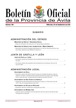 Boletín Oficial de la Provincia del miércoles, 26 de septiembre de 2012