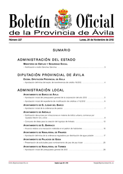 Boletín Oficial de la Provincia del lunes, 26 de noviembre de 2012