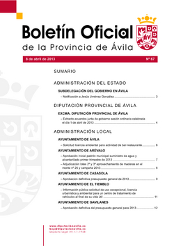 Boletín Oficial de la Provincia del lunes, 8 de abril de 2013