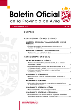 Boletín Oficial de la Provincia del martes, 15 de octubre de 2013