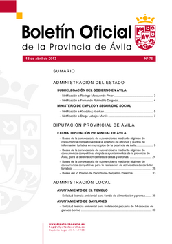 Boletín Oficial de la Provincia del jueves, 18 de abril de 2013