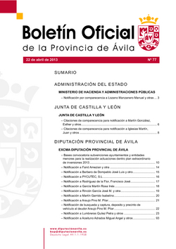 Boletín Oficial de la Provincia del lunes, 22 de abril de 2013
