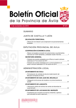 Boletín Oficial de la Provincia del lunes, 3 de noviembre de 2014