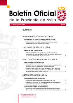 Boletín Oficial de la Provincia del jueves, 15 de mayo de 2014