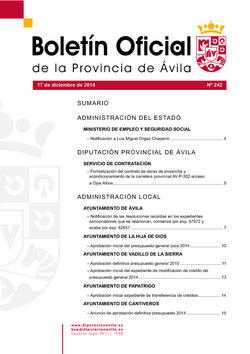 Boletín Oficial de la Provincia del miércoles, 17 de diciembre de 2014