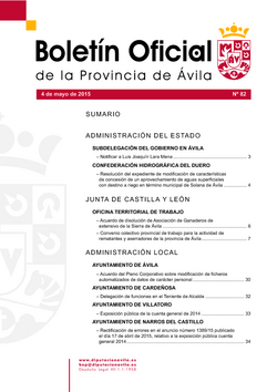 Boletín Oficial de la Provincia del lunes, 4 de mayo de 2015