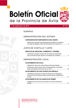 Boletín Oficial de la Provincia del lunes, 7 de septiembre de 2015