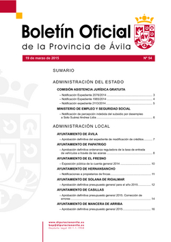 Boletín Oficial de la Provincia del jueves, 19 de marzo de 2015