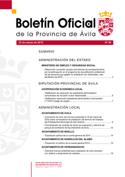 Boletín Oficial de la Provincia del lunes, 23 de marzo de 2015