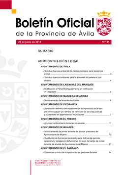 Boletín Oficial de la Provincia del viernes, 26 de junio de 2015
