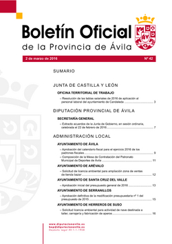 Boletín Oficial de la Provincia del miércoles, 2 de marzo de 2016
