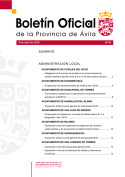 Boletín Oficial de la Provincia del lunes, 4 de abril de 2016