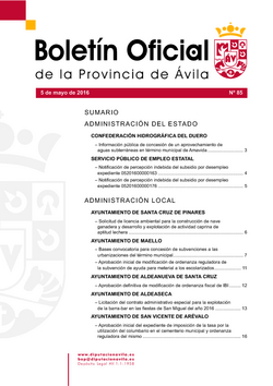 Boletín Oficial de la Provincia del jueves, 5 de mayo de 2016