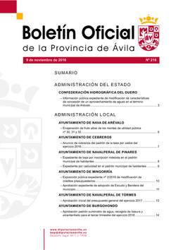 Boletín Oficial de la Provincia del miércoles, 9 de noviembre de 2016