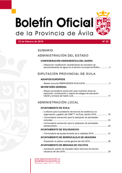 Boletín Oficial de la Provincia del viernes, 12 de febrero de 2016