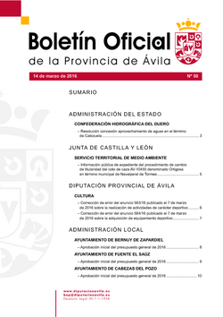 Boletín Oficial de la Provincia del lunes, 14 de marzo de 2016