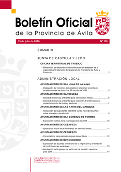 Boletín Oficial de la Provincia del viernes, 15 de julio de 2016