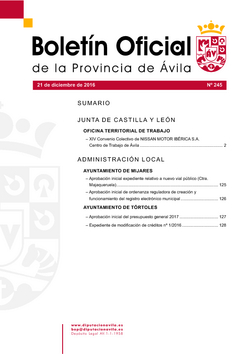 Boletín Oficial de la Provincia del miércoles, 21 de diciembre de 2016