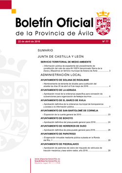 Boletín Oficial de la Provincia del viernes, 22 de abril de 2016