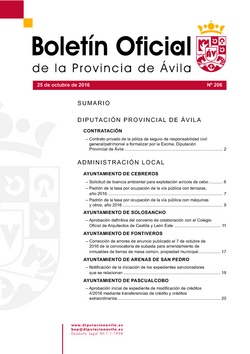Boletín Oficial de la Provincia del martes, 25 de octubre de 2016