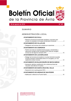 Boletín Oficial de la Provincia del martes, 30 de agosto de 2016