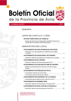 Boletín Oficial de la Provincia del jueves, 2 de febrero de 2017