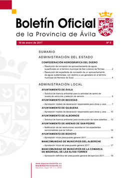 Boletín Oficial de la Provincia del martes, 10 de enero de 2017