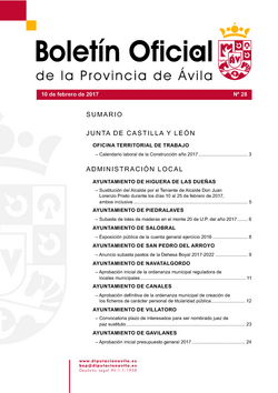 Boletín Oficial de la Provincia del viernes, 10 de febrero de 2017