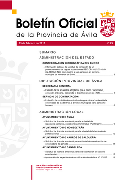 Boletín Oficial de la Provincia del lunes, 13 de febrero de 2017