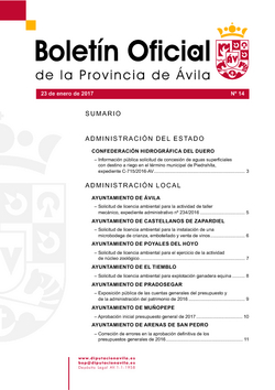 Boletín Oficial de la Provincia del lunes, 23 de enero de 2017