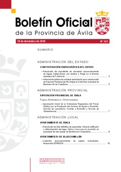 Boletín Oficial de la Provincia del martes, 18 de diciembre de 2018