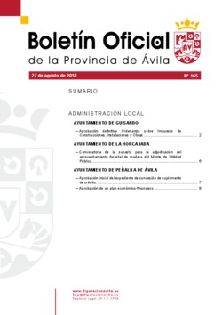 Boletín Oficial de la Provincia del lunes, 27 de agosto de 2018