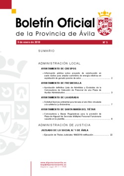 Boletín Oficial de la Provincia del miércoles, 9 de enero de 2019