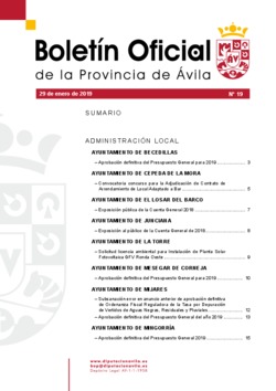 Boletín Oficial de la Provincia del martes, 29 de enero de 2019