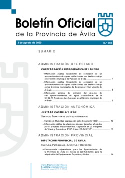 Boletín Oficial de la Provincia del lunes, 3 de agosto de 2020