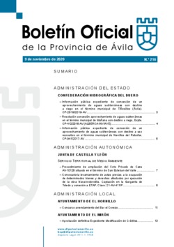 Boletín Oficial de la Provincia del lunes, 9 de noviembre de 2020