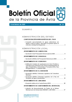 Boletín Oficial de la Provincia del jueves, 13 de febrero de 2020