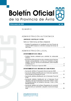 Boletín Oficial de la Provincia del jueves, 30 de enero de 2020