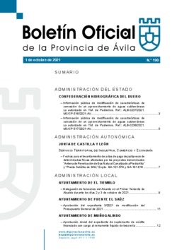 Boletín Oficial de la Provincia del viernes, 1 de octubre de 2021