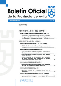 Boletín Oficial de la Provincia del viernes, 5 de marzo de 2021