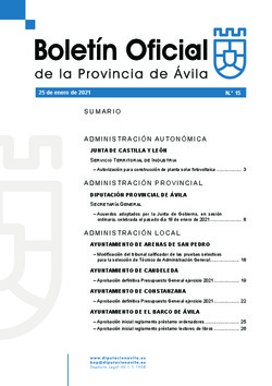 Boletín Oficial de la Provincia del lunes, 25 de enero de 2021