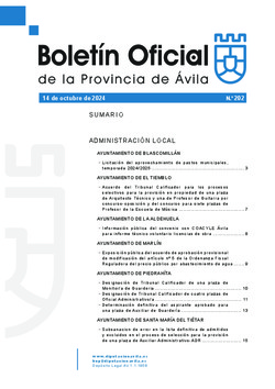 Boletín Oficial de la Provincia del lunes, 14 de octubre de 2024