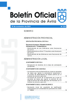 Boletín Oficial de la Provincia del lunes, 18 de noviembre de 2024