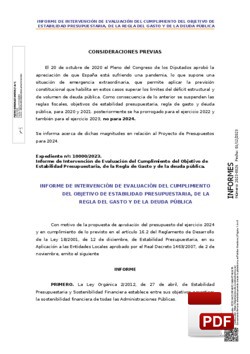 Informe cumplimiento objetivo de estabilidad presupuestaria Presupuesto 2024.