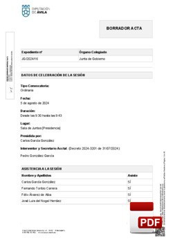 Orden del día, Pleno 16/2024 del lunes, 05 de agosto de 2024