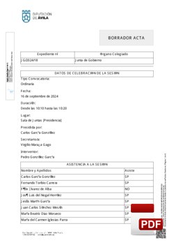 Orden del día, Pleno 18/2024 del lunes, 16 de septiembre de 2024